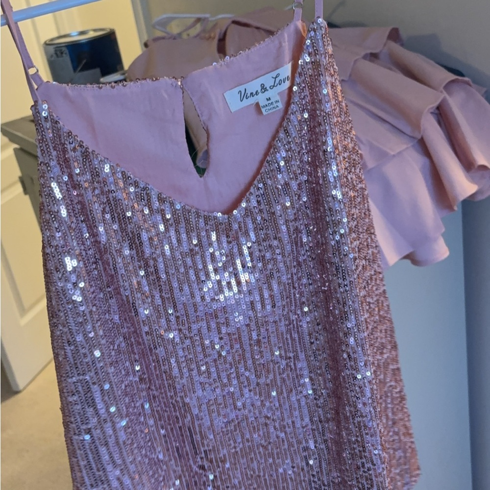 Vine & Love Pink Sequin Top